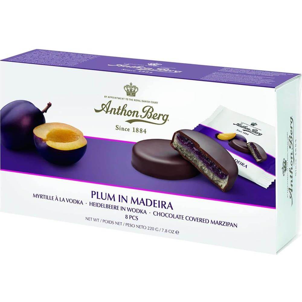 Anthon Berg Plum in Madeira Marzipan in Dark Chocolate 220g